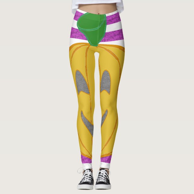 Happy Big Modern Orange Pumpkin Leggings (Vorderseite)