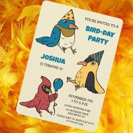 Happy Bird Day Cartoon Birds Thema Geburtstag Einladung