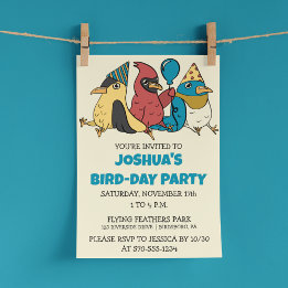 Happy Bird Day Cartoon Birds Thema Geburtstag Einladung