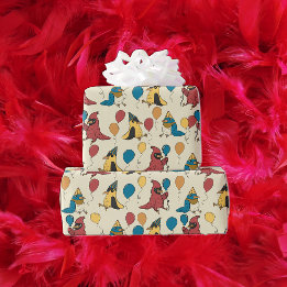 Happy Bird Day Cartoon Birds Thema Geburtstag Geschenkpapier