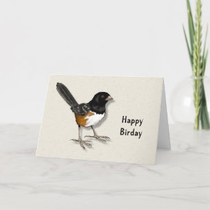 Happy Birday: Pun, Bird Illustration: Birthday Karte