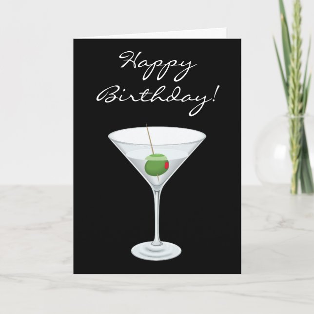 Happy Birhtday Einfach Martini Glas mit Olivenöl Karte (Vorderseite)