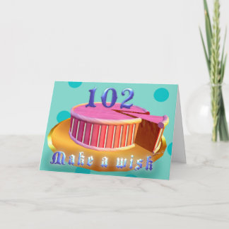 Happy Birthday 102 Pink Cake stripes Birthday Card Karte