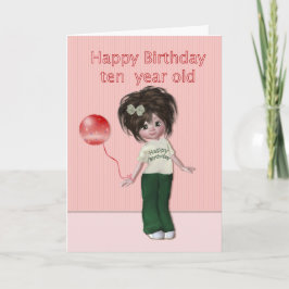 Happy Birthday 10 Year Old Girl Karte