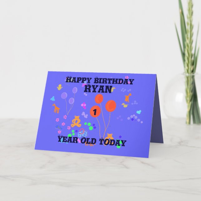Happy Birthday 1-jähriger Junge Karte (Vorderseite)
