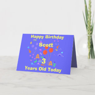 Happy Birthday 3 Jahre alt geben Name/Alter ändern Karte