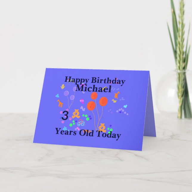 Happy Birthday 3 Jahre alt Karte (Vorderseite)