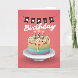 Happy Birthday 3D Kuchen schwarze Bundle Karte