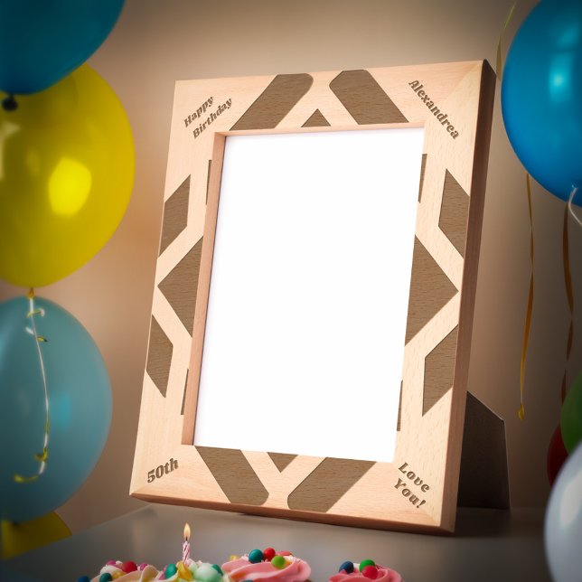 Happy Birthday 50. Modern Wooden Picture Geätzte Rahmen (Happy Birthday 50th Modern Wooden Picture Etched Frames nice to give to special person in your life)
