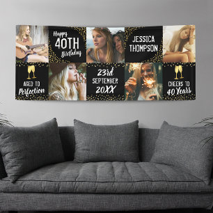 Happy Birthday 5 Foto Black Gold Banner