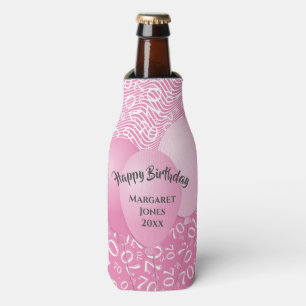 Happy Birthday 70. Number Pattern Pink und Weiß Flaschenkühler