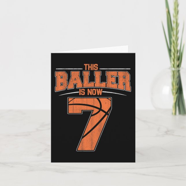 Happy Birthday 7. 7. Jahr Alter Basketball Boys Se Karte (Vorderseite)