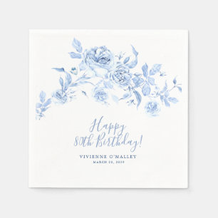 Happy Birthday 80. Blue Rose Blues Custom Serviette