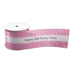"Happy Birthday" 80 Nummer Muster Pink und Weiß Satinband