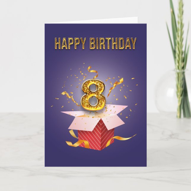Happy Birthday 8 Basic Karte (Vorderseite)