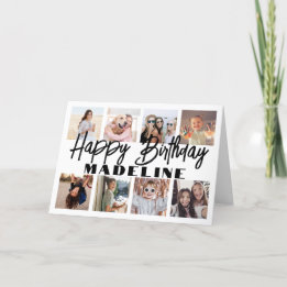 Happy Birthday 8 Foto Collage Elegante Minimalisti Karte