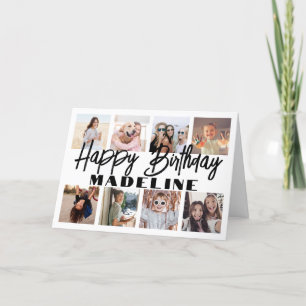 Happy Birthday 8 Foto Collage Elegante Minimalisti Karte