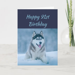 Happy Birthday 91. 91. Husky-Hunde Humor Karte