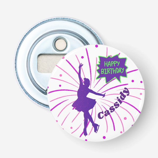 Happy Birthday Abbildung Skaten Personalisiert Flaschenöffner (Vorderseite)