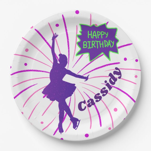 Happy Birthday Abbildung Skaten Personalisiert Pappteller (Vorderseite)