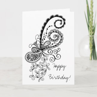 Happy Birthday Abstrakt Doodle Card Karte