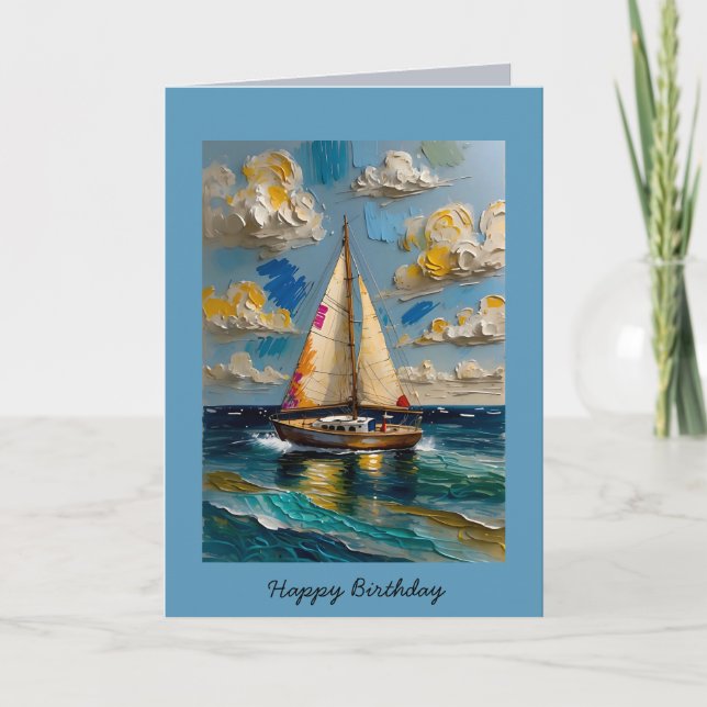 Happy Birthday Abstrakt Sailing Editable Card Karte (Vorderseite)