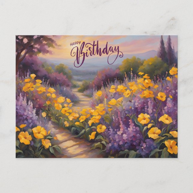 Happy Birthday Abstrakt Summer Blume Postkarte (Vorderseite)