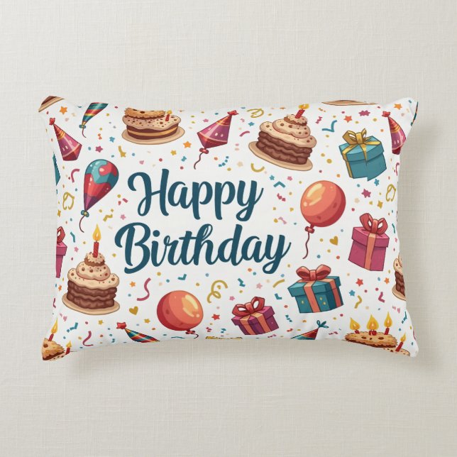 Happy Birthday Accent Pillow mit Balloons Dekokissen (Vorderseite)