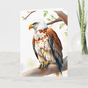 Happy Birthday   Adler sitzt auf einem Zweig Karte