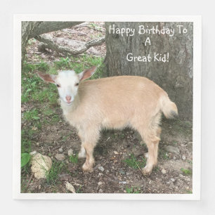Happy Birthday Adorable Baby Goat Serviette