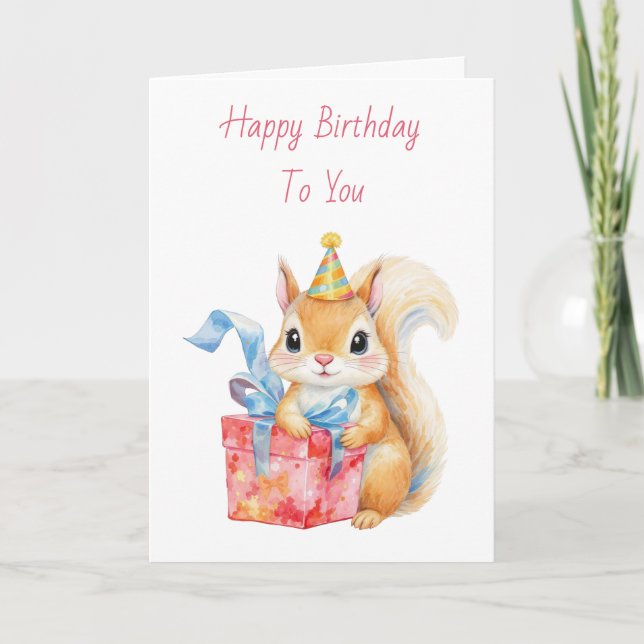 Happy Birthday | Adorable  Squirrel Card Karte (Vorderseite)