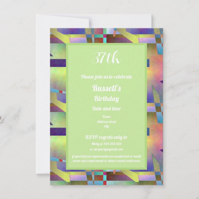 Happy Birthday Adult Any Age Abstract Pattern Einladung (Vorderseite)