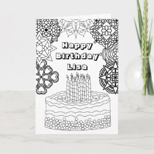 Happy Birthday Adult Coloring Karte