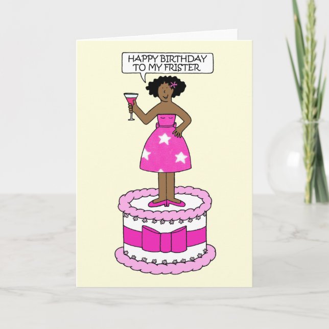 Happy Birthday Afro Frister Karte (Vorderseite)