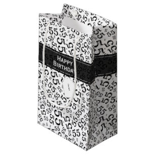 Happy Birthday Age 55 Number Pattern Schwarz/Weiß Kleine Geschenktüte