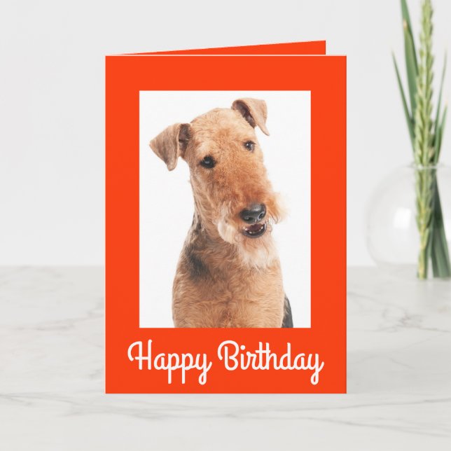 Happy Birthday Airedale Terrier Hund Grußkarte Karte (Vorderseite)
