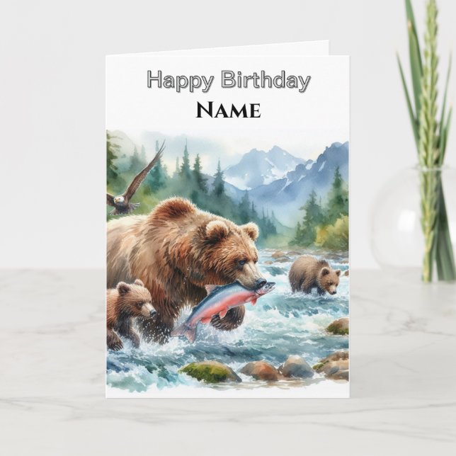 Happy Birthday Alaskan Grizzly Bar Karte (Vorderseite)