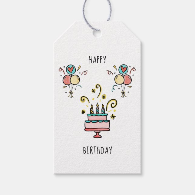 Happy Birthday | Alles Gute zum Geburtstag Geschenkanhänger (Vorderseite)