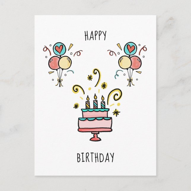 Happy Birthday | Alles Gute zum Geburtstag Postkarte (Vorderseite)