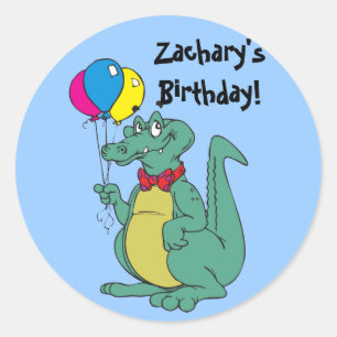 Happy Birthday Alligator Ballonaufkleber Runder Aufkleber