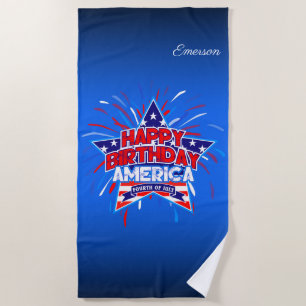 Happy Birthday America 4. Juli Unabhängigkeit Strandtuch