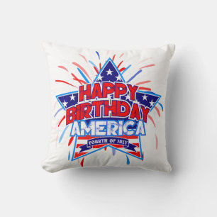 Happy Birthday America 4. Juli Unabhängigkeit WHIT Kissen