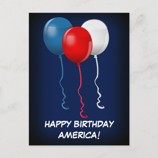 Happy Birthday America (Balloons) Postkarte (Vorderseite)