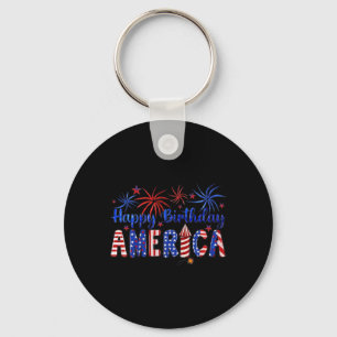 Happy Birthday America Feuerwerk USA Flag 4. Ju Schlüsselanhänger