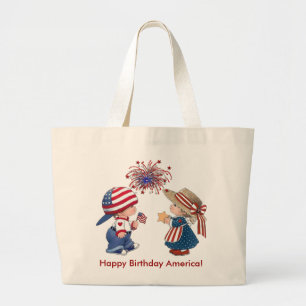 Happy Birthday America Jumbo Stoffbeutel