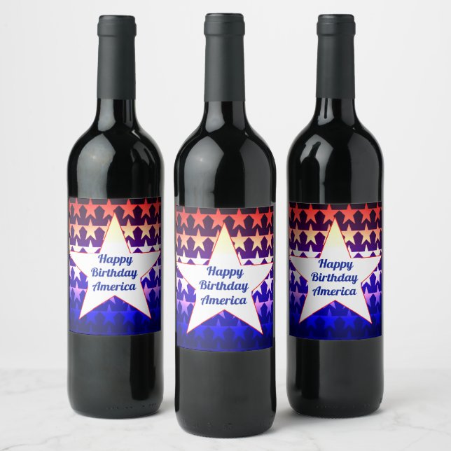Happy Birthday America Personalize Weinetikett (Flaschen)