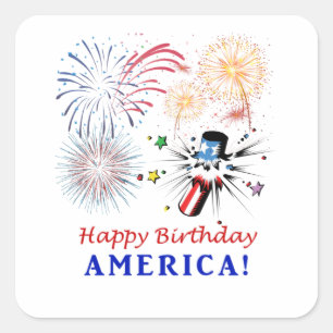 Happy Birthday America Quadratischer Aufkleber