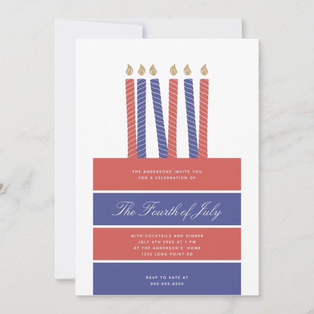 Happy Birthday America Red Blue 4. Juli Party Einladung (Vorderseite)