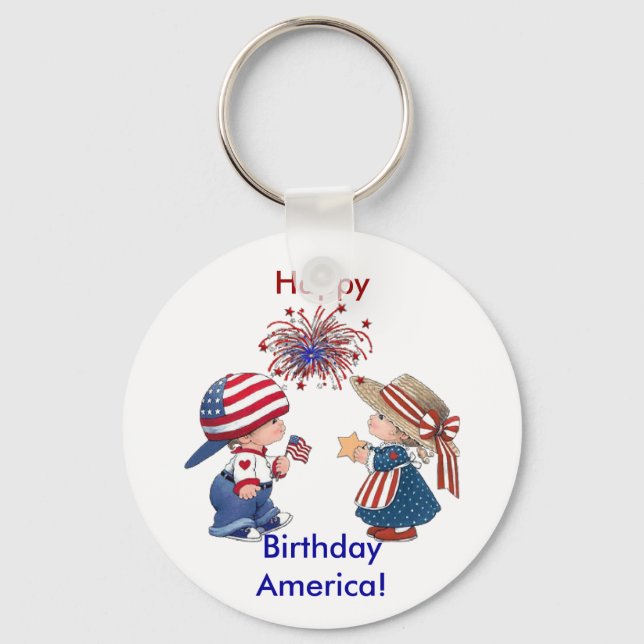 Happy Birthday America Schlüsselanhänger (Vorderseite)