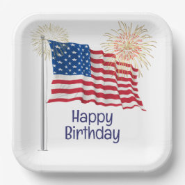 Happy Birthday American Flag Pappteller